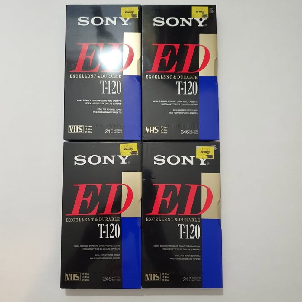 Blank Sony ED T-120 VHS Tapes x4 New